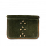 OLIVE SUEDE SNAP POUCH