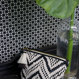 Woven Black and White Cosmetic Bag