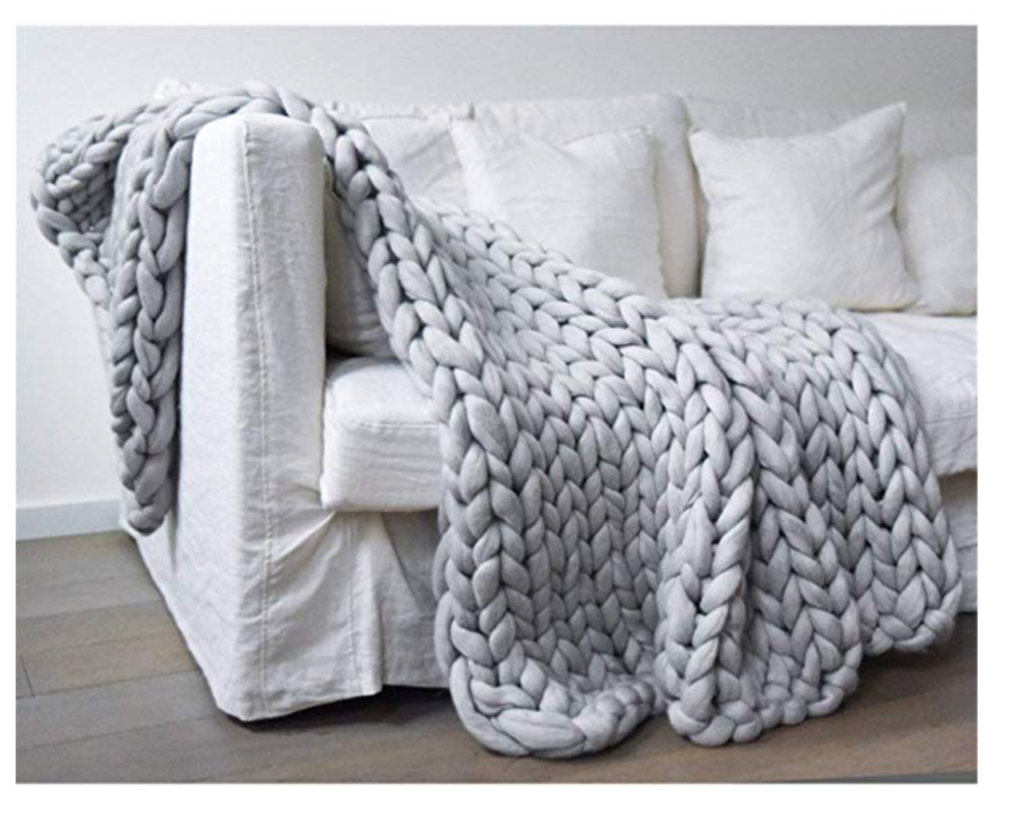 Grey Chunky Knit Blanket Kempton Co