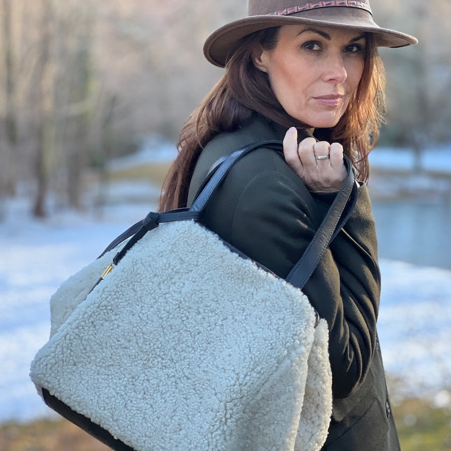 The Square Natural Shearling Tote: Designed for Life, Styled for You