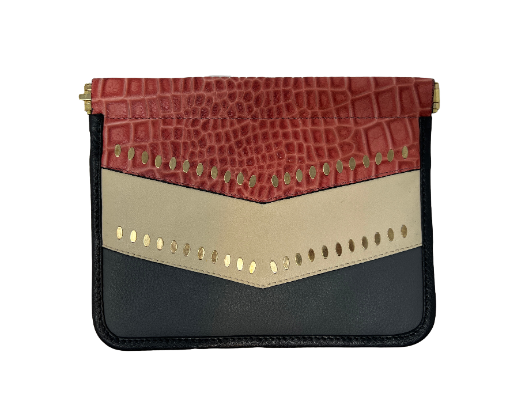 SAMPLE - Small Snap Pouch - Red Chevron Stud