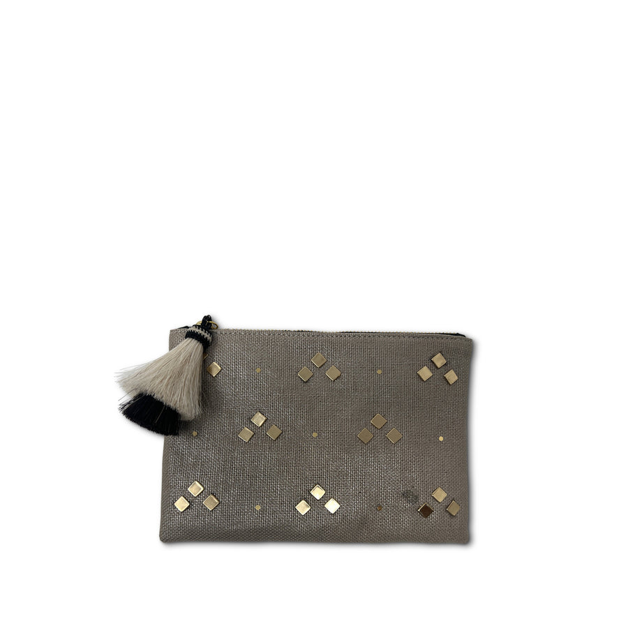 SAMPLE - Small Metallic Linen Pouch with studs