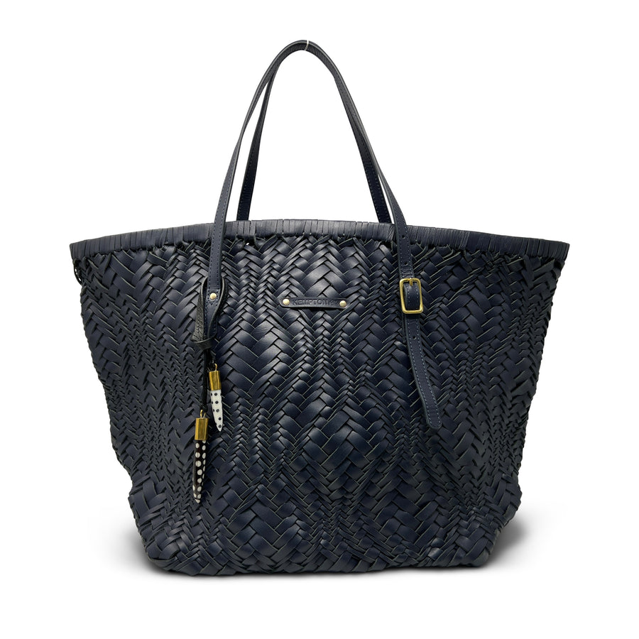 Navy Vari Weave Leather Tote SAMPLE