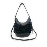 Richmond Bucket Bag - Black Suede Fringe