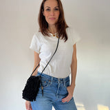 Mini Sling Bag - Black Suede Fringe