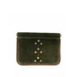 OLIVE SUEDE SNAP POUCH