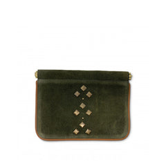 OLIVE SUEDE SNAP POUCH