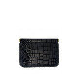 BLACK CROCO SNAP POUCH