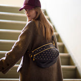 Inez Belt Bag - Black Quilted Stud