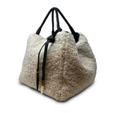Square Tote - Natural Shearling with two handles PL