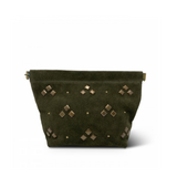 OLIVE SUEDE SNAP MAKE UP BAG