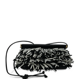 Cheltenham Snap Crossbody Clutch - Black and Sand Fringe SAMPLE