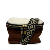 Mini Rough Night Crossbody Bag - Natural Shearling and Bronze Suede