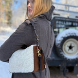 Coco Crossbody Bag - Natural Shearling and Bronze Suede