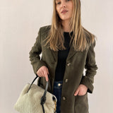 Mini Guapo Crossbody Bag - Natural Shearling and Bronze Suede