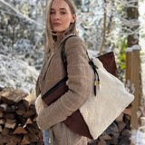 Taunton Tote - Nat Shearling and Bronze Suede