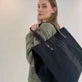 Oversized Tote - Washed Black Canvas