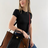 Turnlock Tote - Bronze Suede