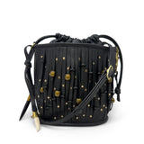 Drawcord Bucket Bag - Beaded Black