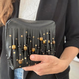 Small Fold Pouch - Beaded Black