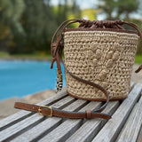 Drawcord Bucket Bag - Aran Raffia