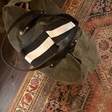Oversized Tote - Olive Canvas Stripe