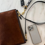 Mabel Clutch - Bronze Suede