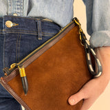 Mabel Clutch - Bronze Suede
