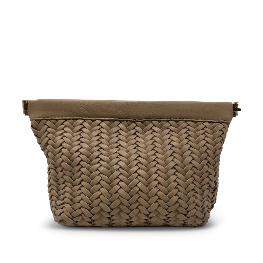 Blush  Basket Weave Snap Make Up Bag