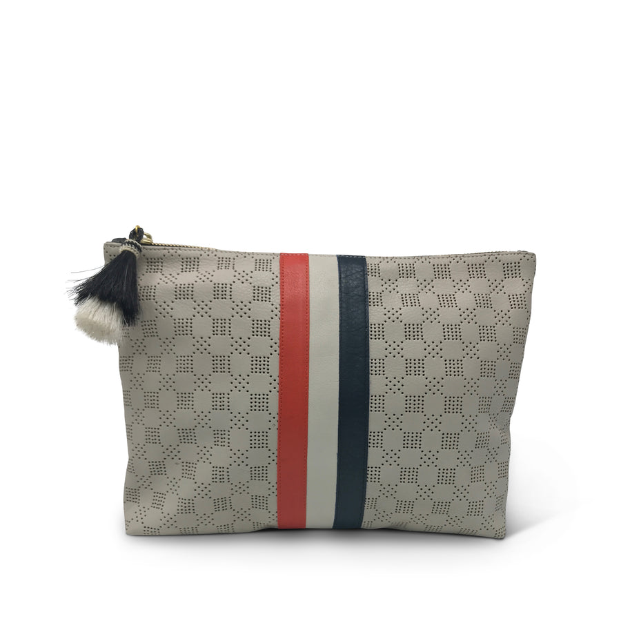 Chalk Perforated Medium Pouch - Red White & Blue Stripes