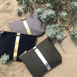 Smoke/gold Stripe Canvas Beach Pouch