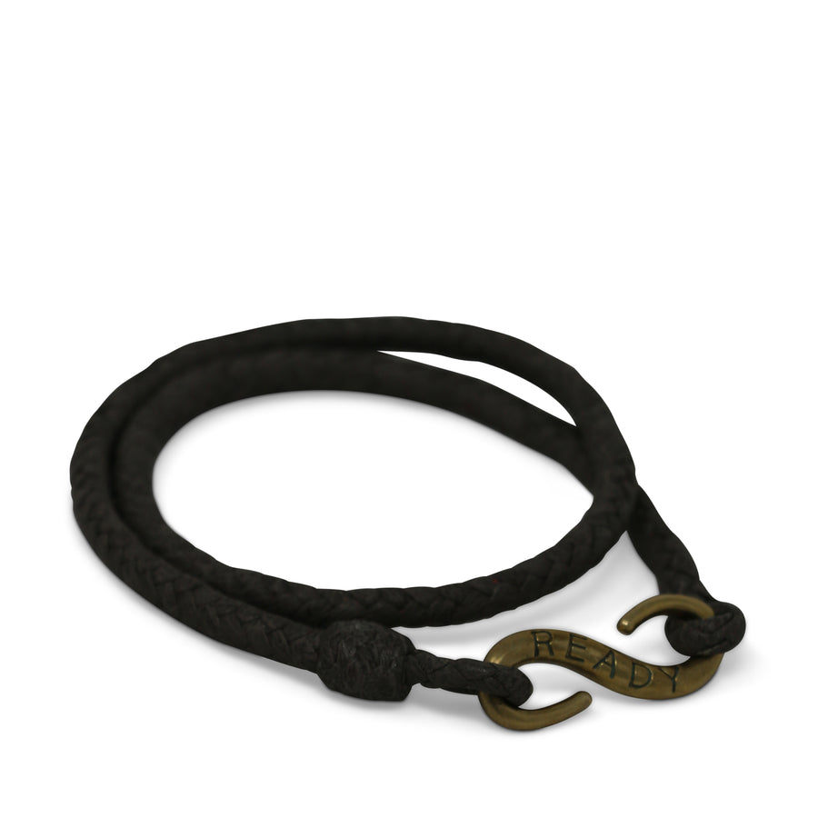 Double Wrap Leather Hook Bracelet - Grey