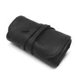 Black Leather Jewelry Roll