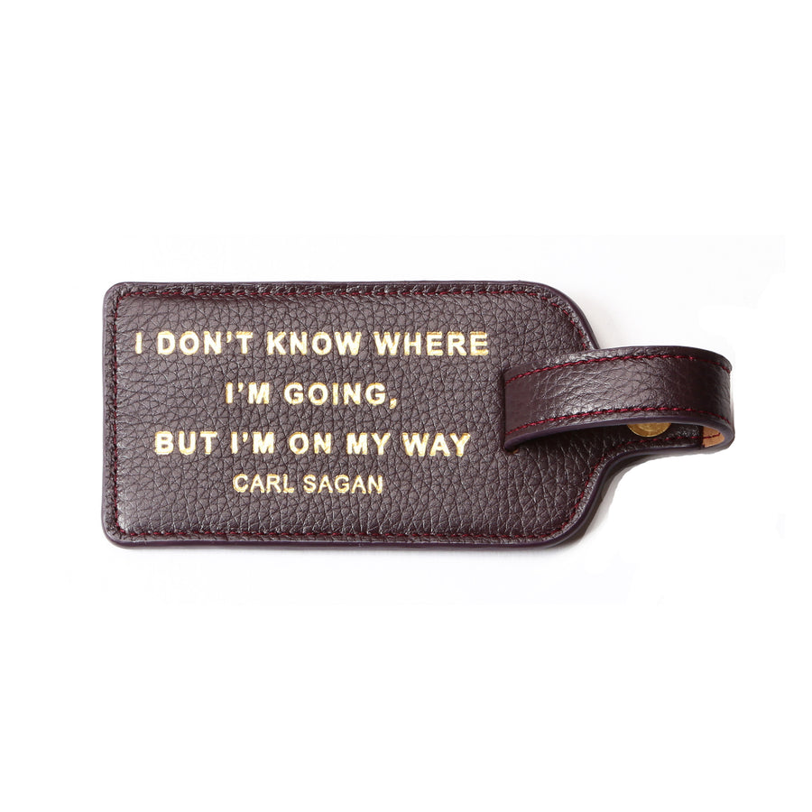Oxblood Leather Luggage Tag - Don't Know Where I'm Going