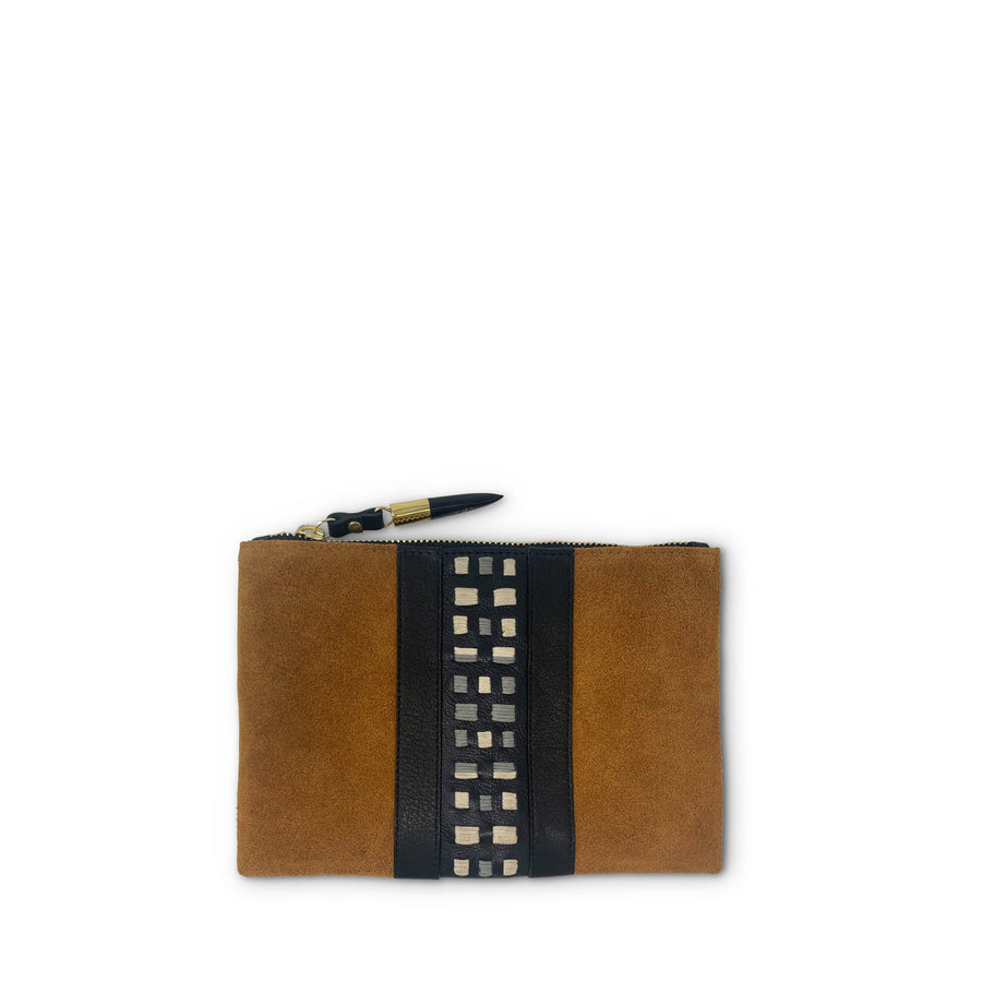 Burnt Sienna With Polo Embroidery  Small Pouch