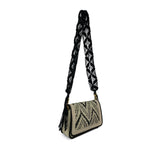 Woven Black and White Eva Shoulder Bag