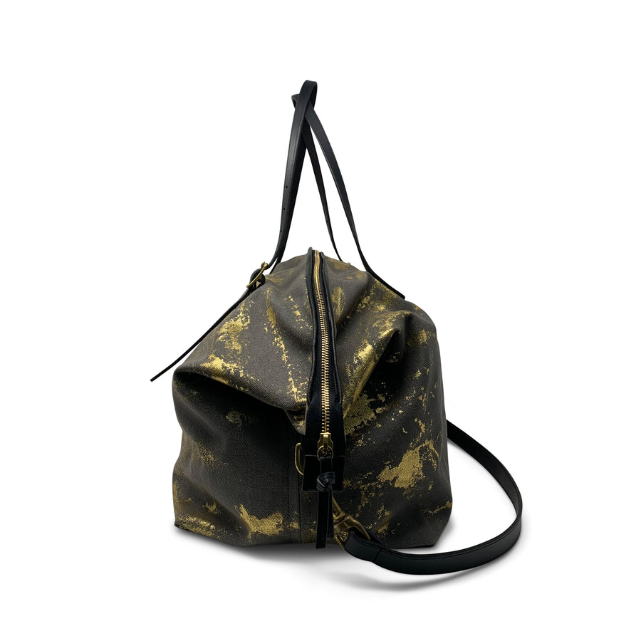 Olive and Gold Splatter Canvas Crossbody
