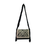 Woven Black and White Eva Shoulder Bag