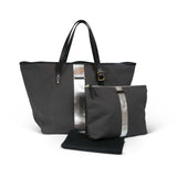 Kempton & Co. Silver Striped Diaper Tote - Charcoal and Silver