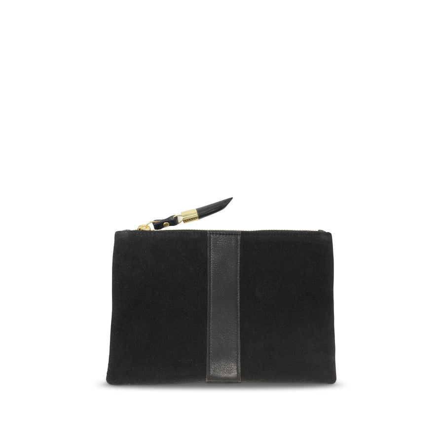 Chocolate Suede Small Pouch