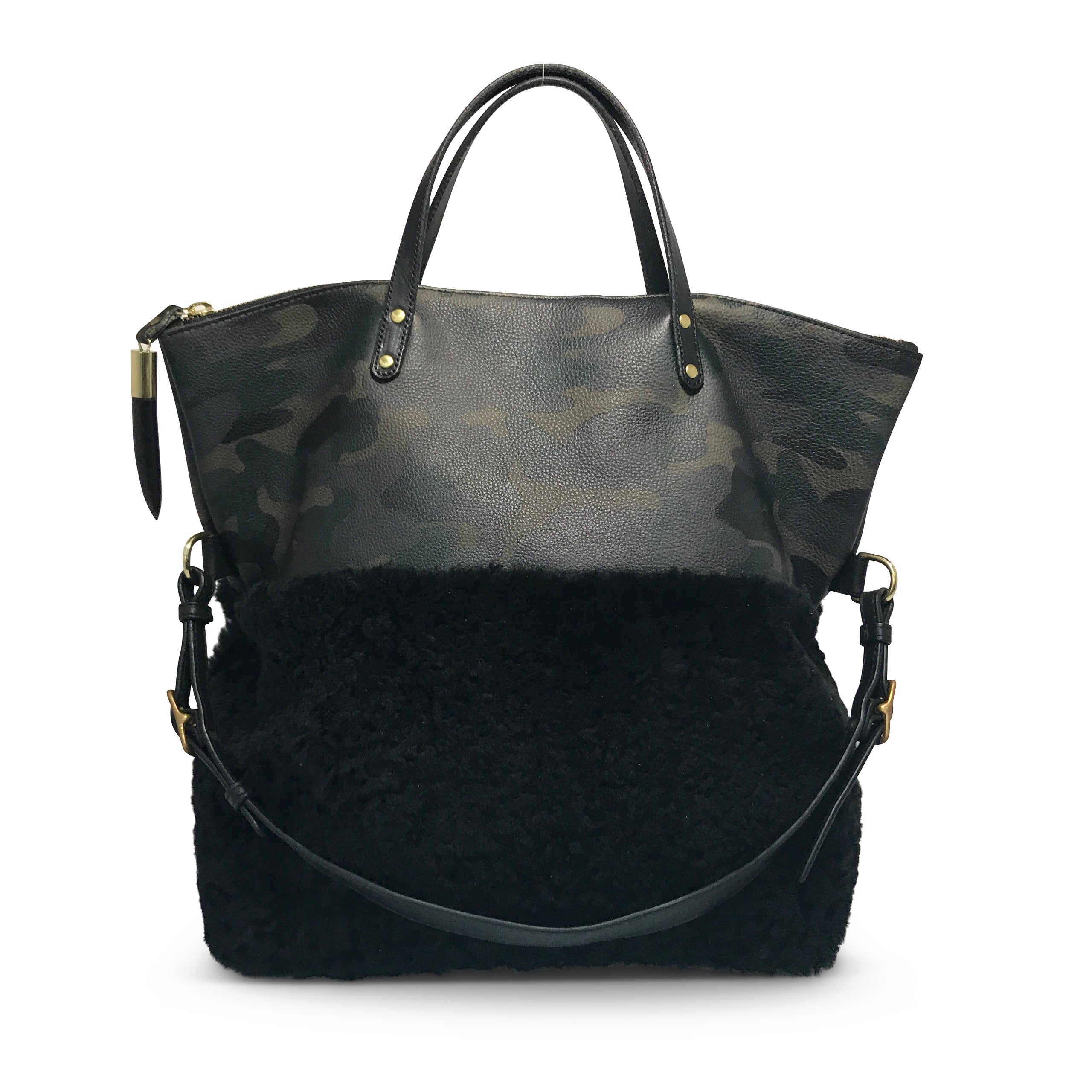 Morleigh Foldover Shearling Tote - Dark Camo