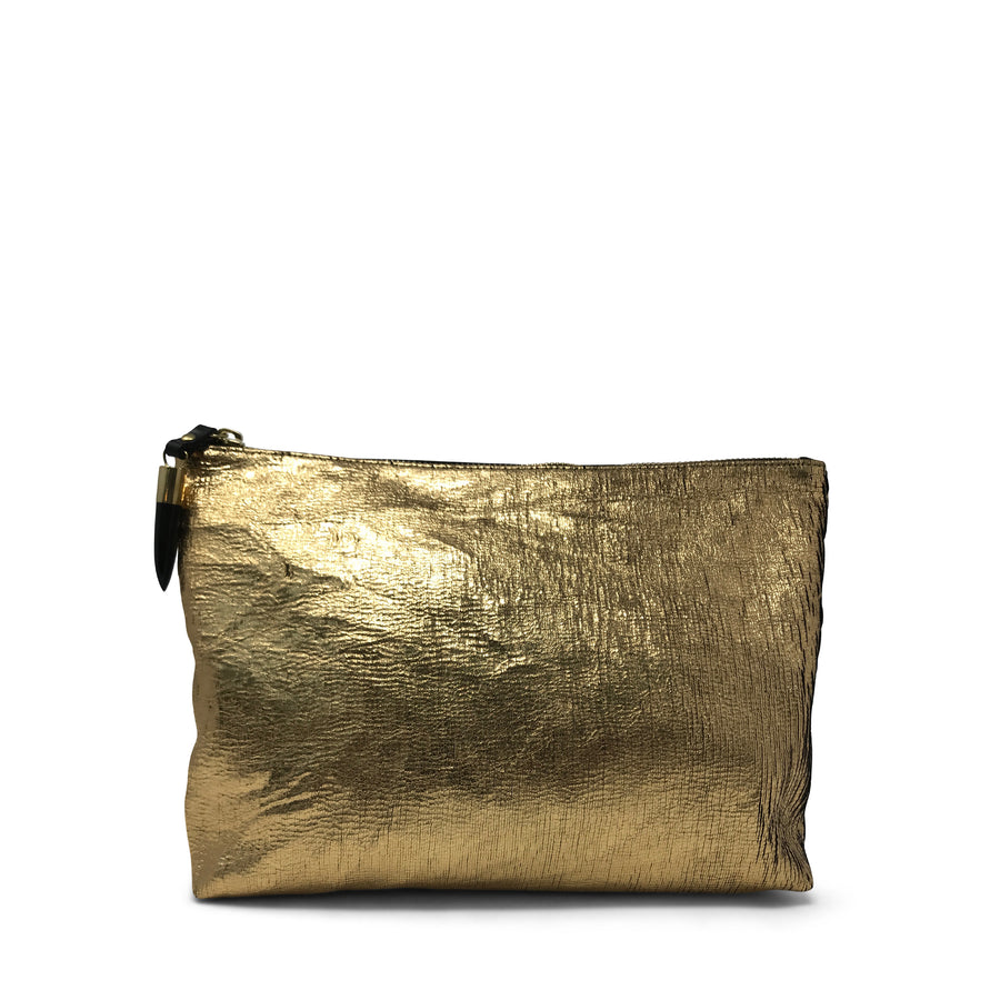Metallic Rain Gold Medium Pouch