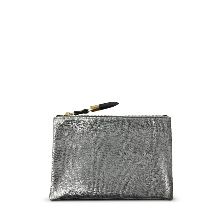 Metallic Rain Silver Small Pouch