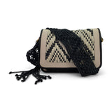 Woven Black and White Eva Shoulder Bag