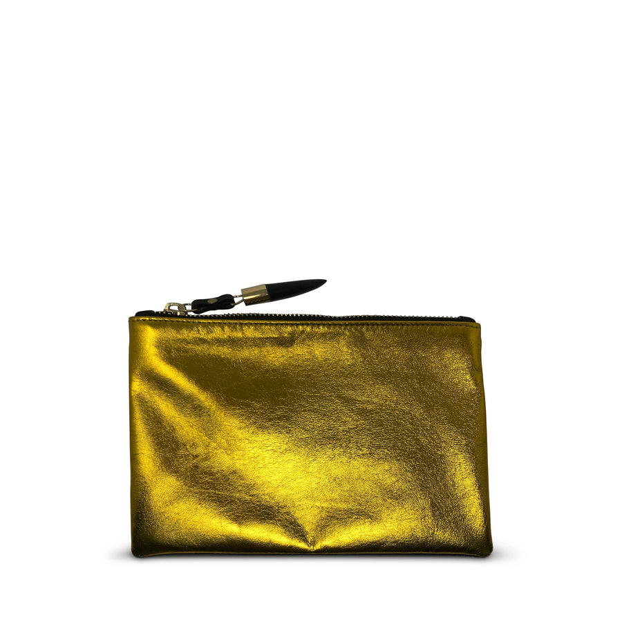 Yellow Foil Lambskin Small Pouch