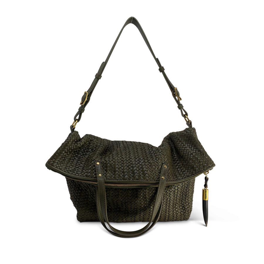 Olive Woven Morleigh Foldover Tote