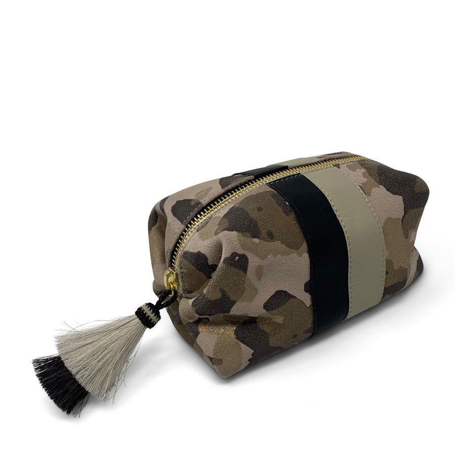 Blush Camo Suede Cosmetic Case