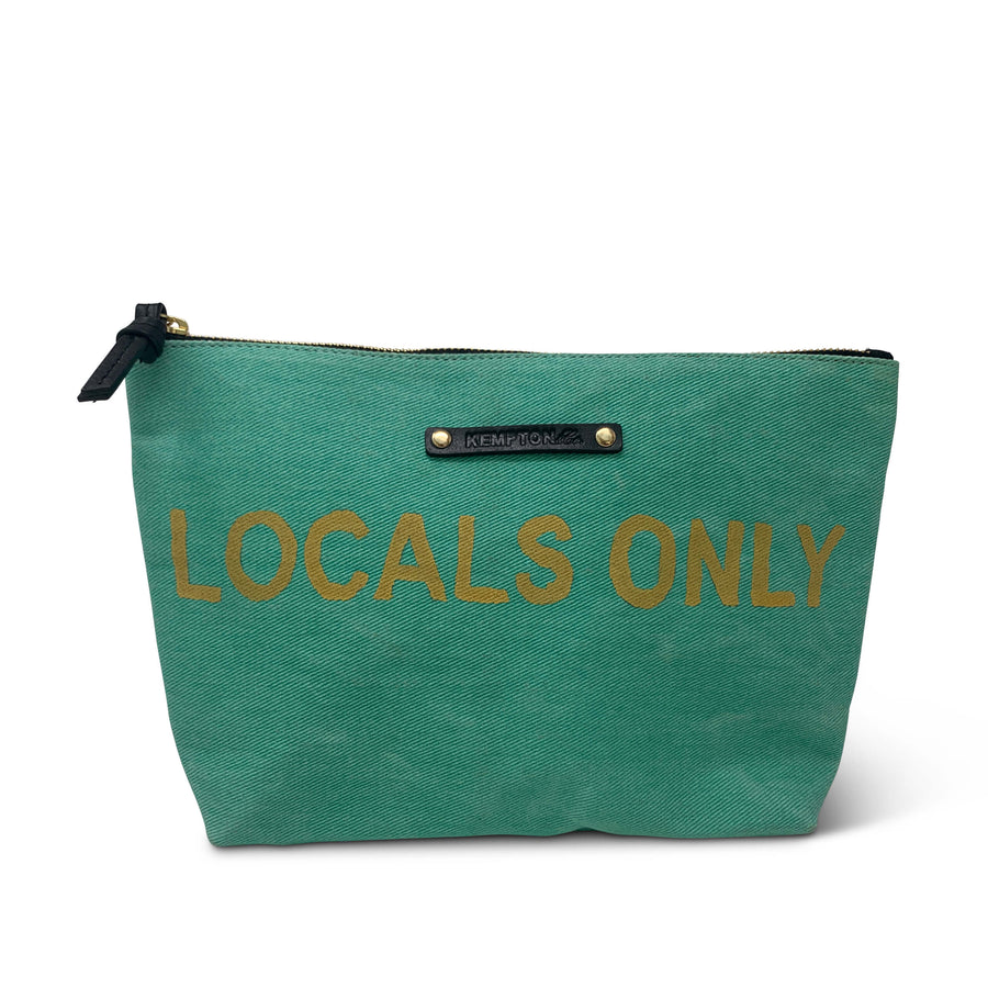 AQUA LOCALS ONLY HAND PAINTED CANVAS POUCH