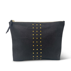 CHARCOAL CANVAS STUD CANVAS POUCH