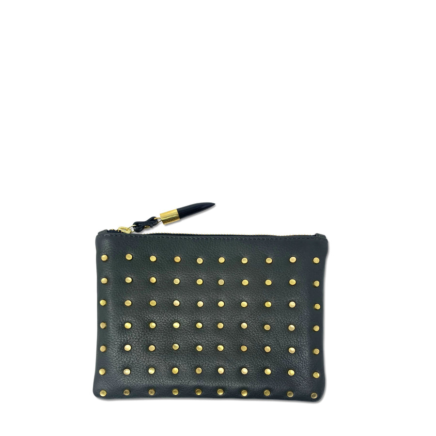 Olive Brass Stud Small Pouch